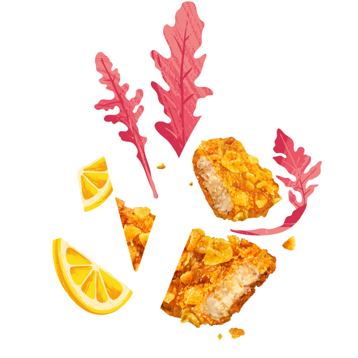 Valess V-Plakat mit Valess Vegetarische Chik'n Crispy Sticks
